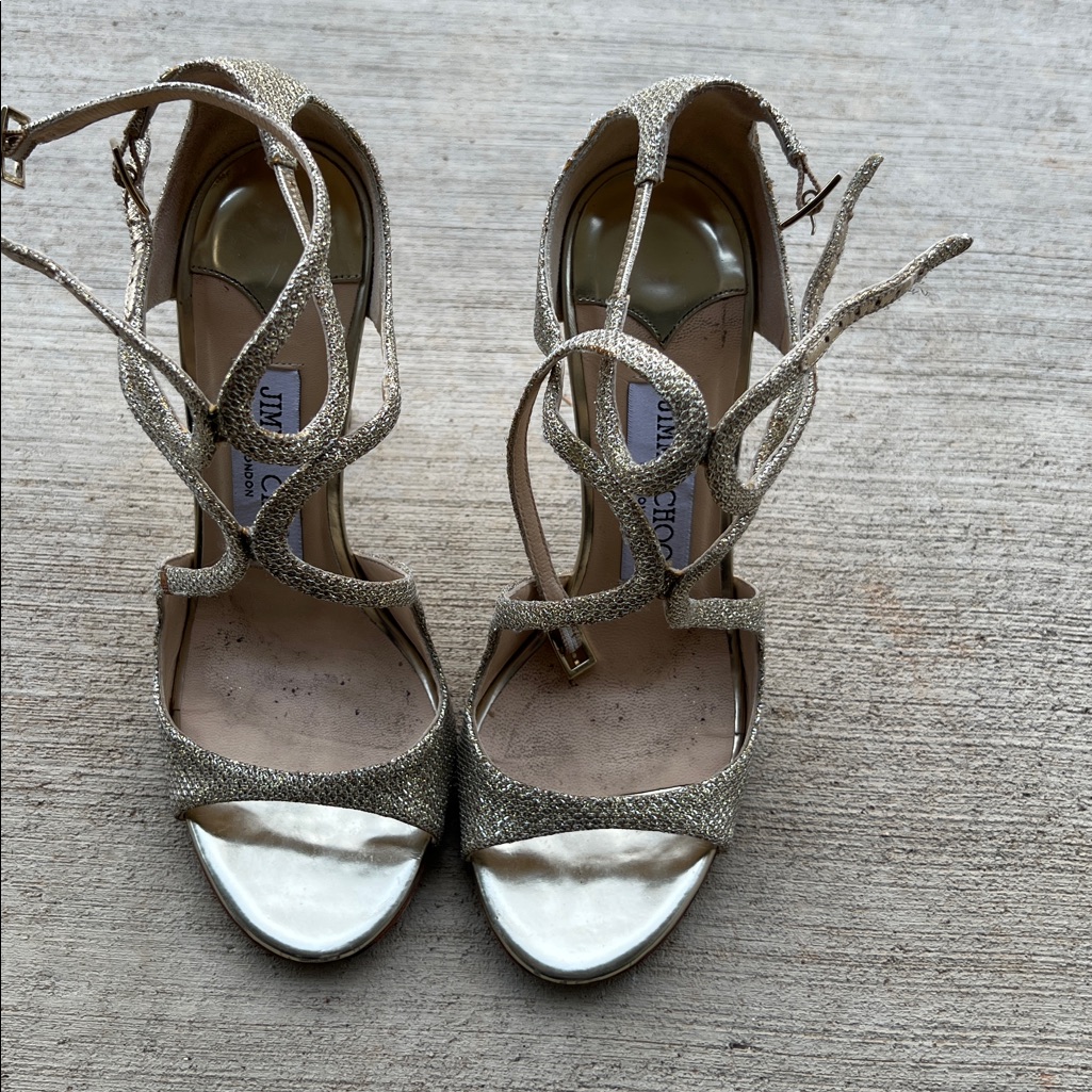 Jimmy Choo Metallic Gold Strappy Sandals